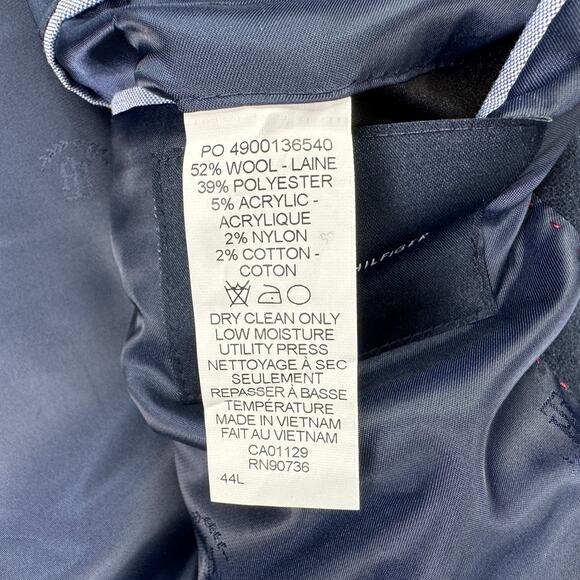 Tommy Hilfiger Mens Windsor Modern Fit Wool Blend Sport Coat Navy 44L - Picture 5 of 5